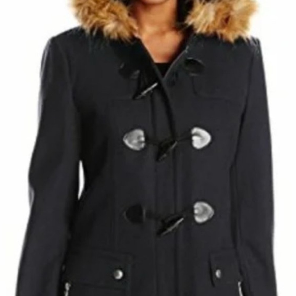 Tommy Hilfiger Women’s Hooded Toggle Walker Coat w/ Faix Fur Size Small